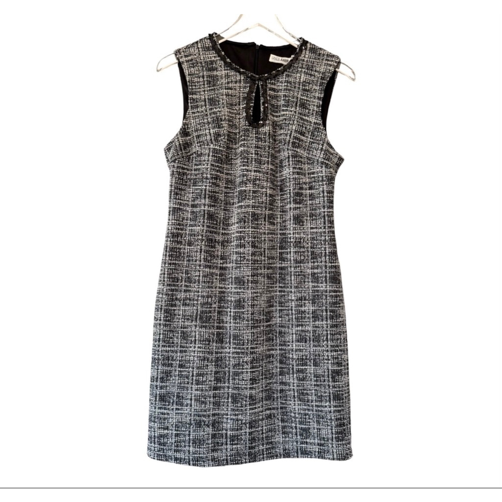 NWT Women's Grace Karin Tweed Dress Black/White Size M Sleeveless Keyhole Neck - Picture 2 of 16